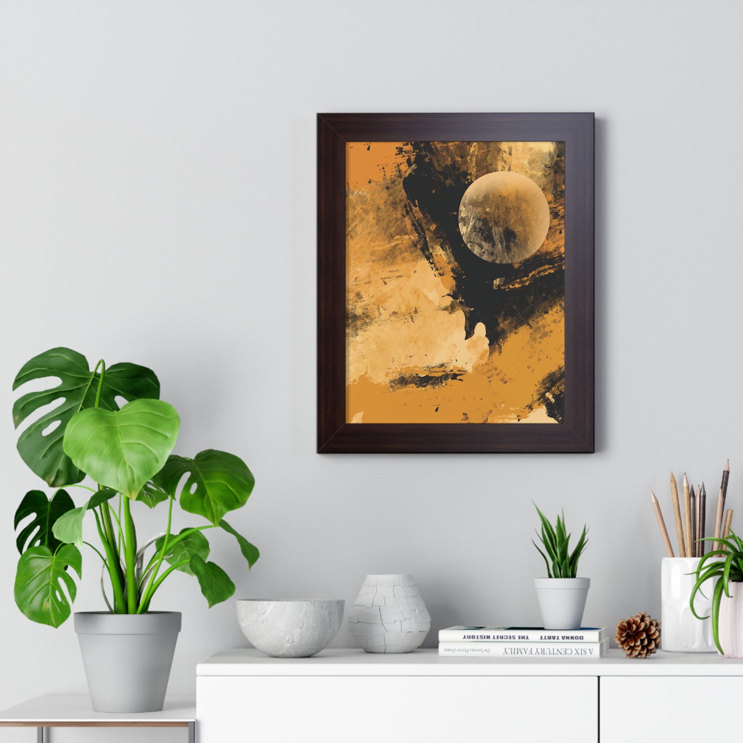 Distant Worlds Abstract Piece - Framed Vertical Poster