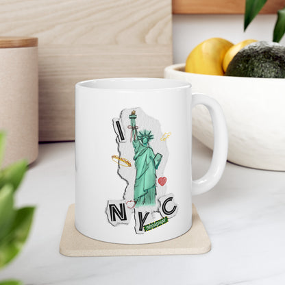 I Love NYC - Collage Design - Ceramic Mug, (11oz, 15oz)