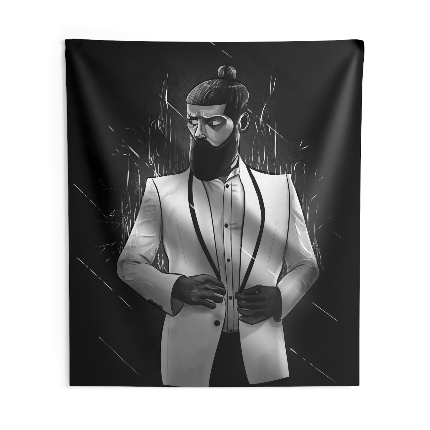 Bearded Man or Man On Fire - Indoor Wall Tapestries