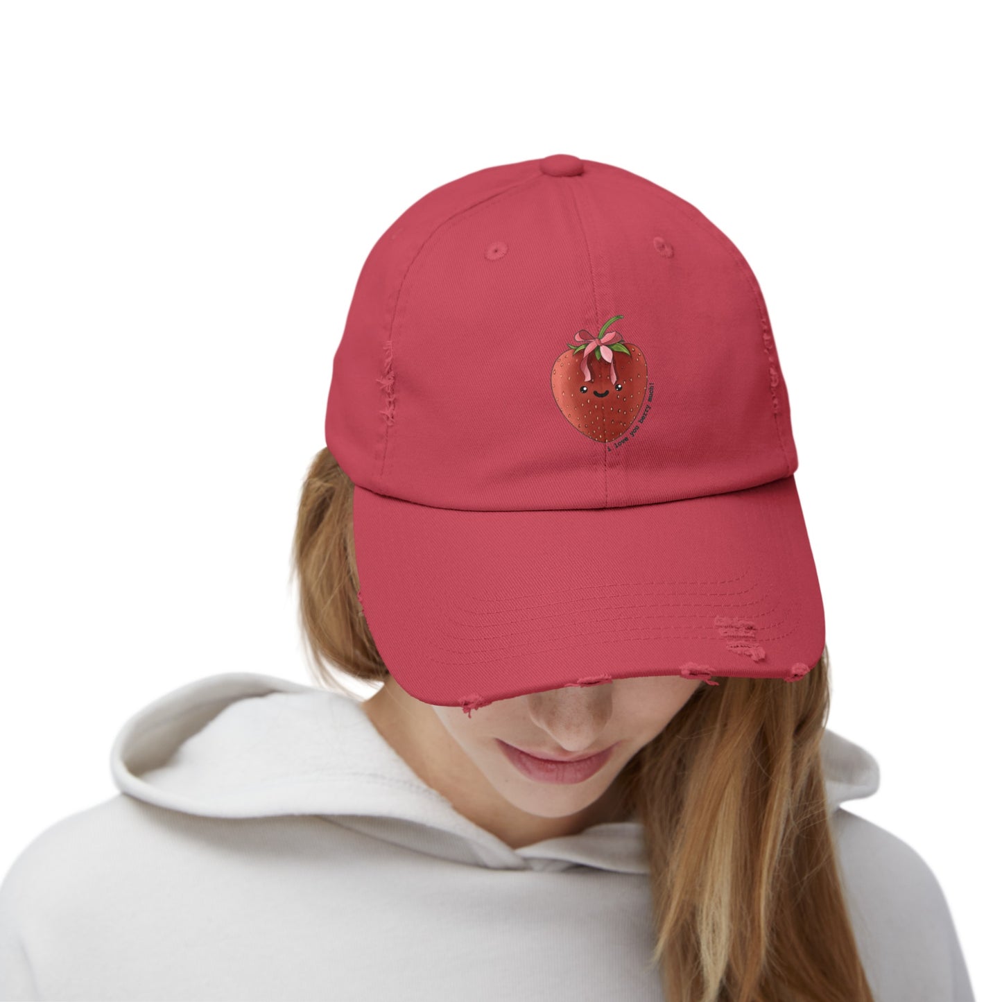 I Love You Berry Much - Strawberry - Distressed Cap