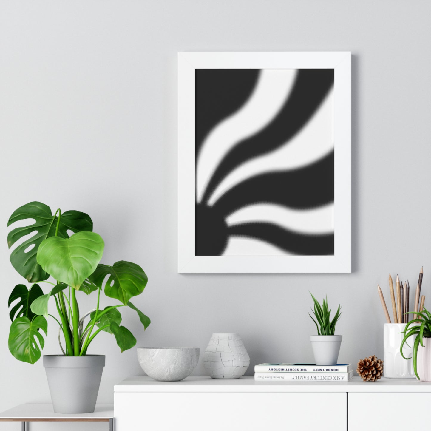 Rays - Black and White - Framed Vertical Poster