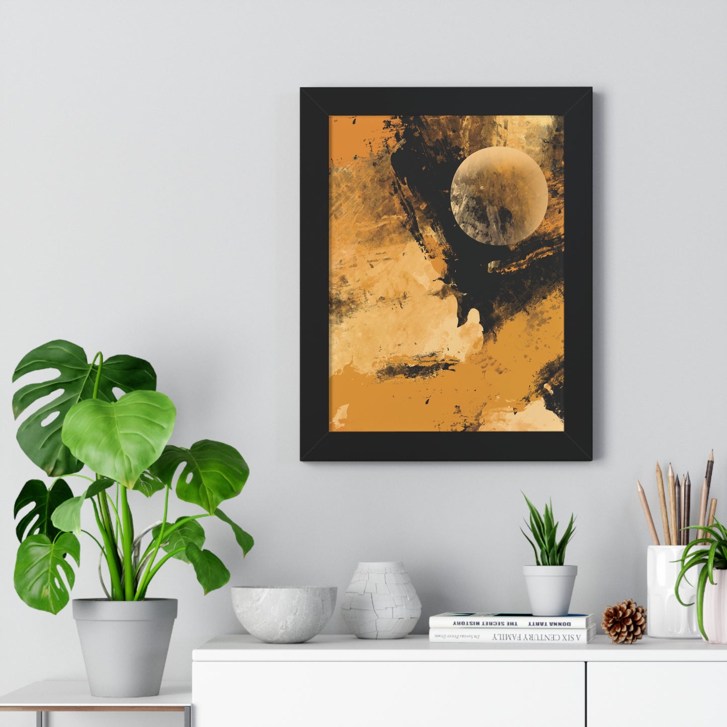 Distant Worlds Abstract Piece - Framed Vertical Poster