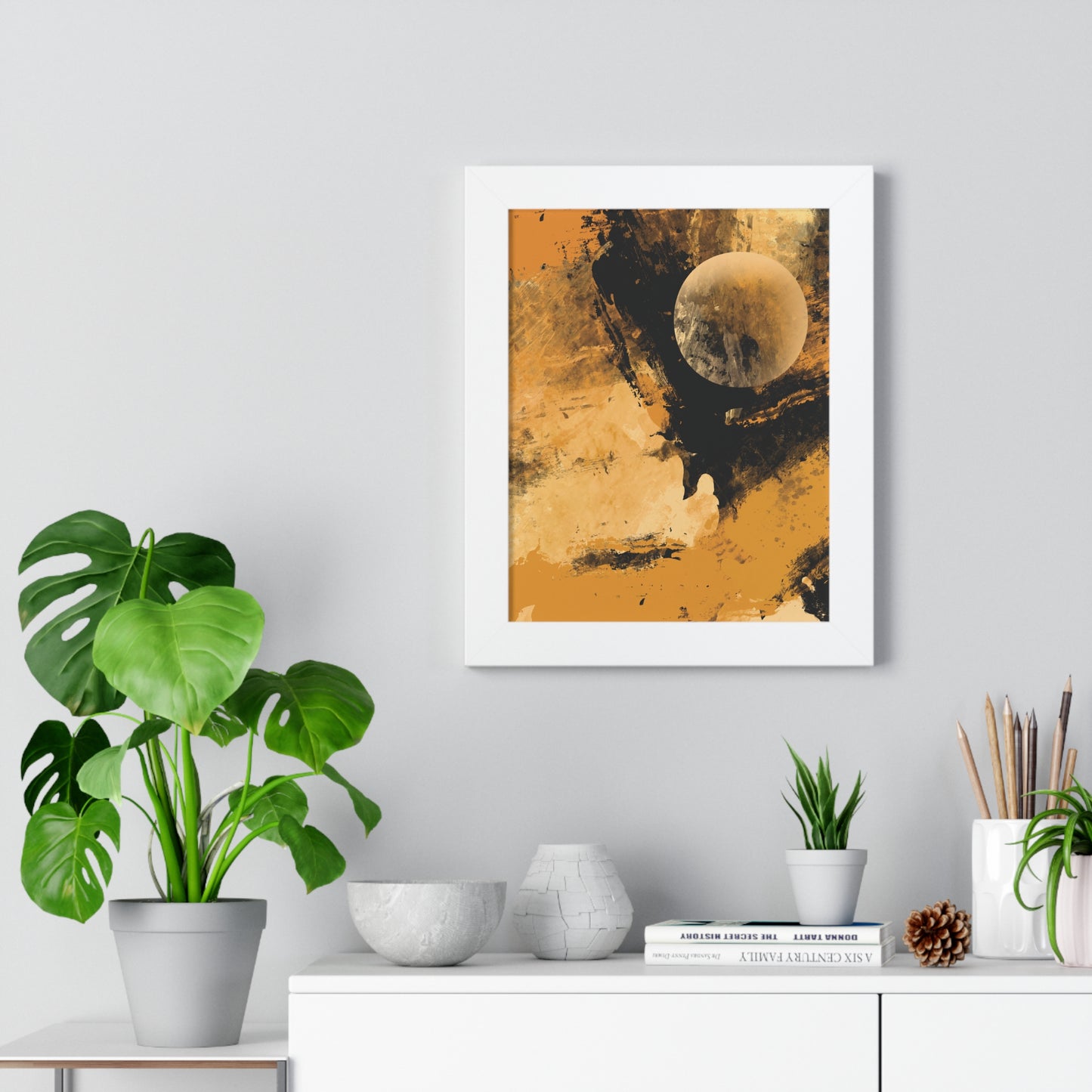 Distant Worlds Abstract Piece - Framed Vertical Poster