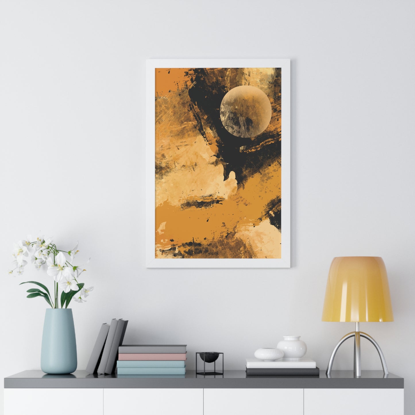 Distant Worlds Abstract Piece - Framed Vertical Poster