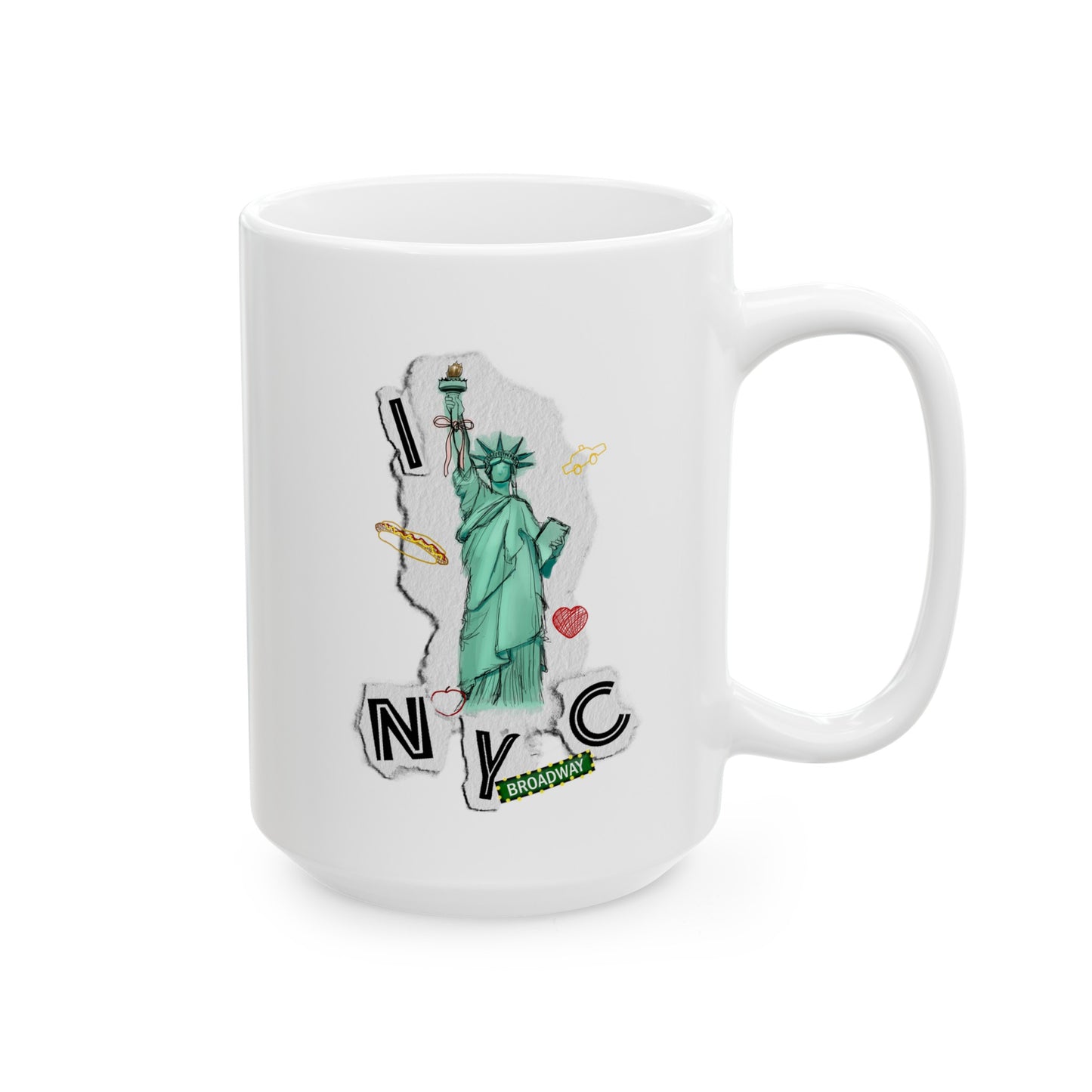 I Love NYC - Collage Design - Ceramic Mug, (11oz, 15oz)