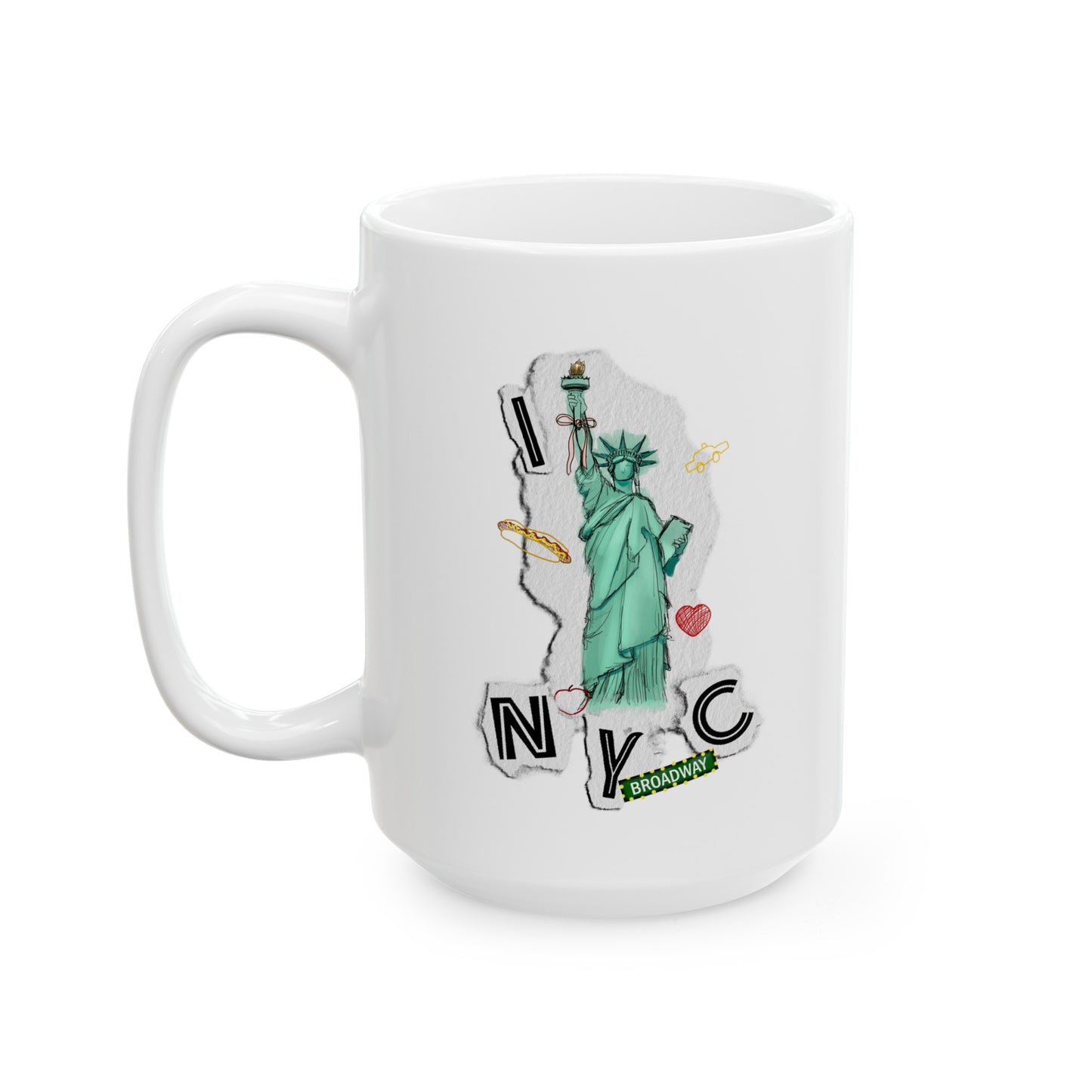 I Love NYC - Collage Design - Ceramic Mug, (11oz, 15oz)