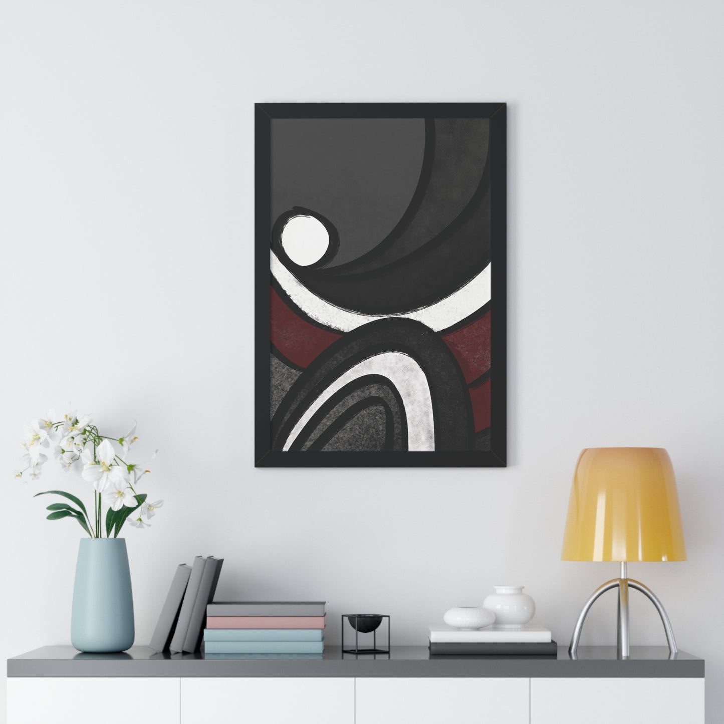 Ebb and Flow Abstract Piece - Framed Vertical Poster