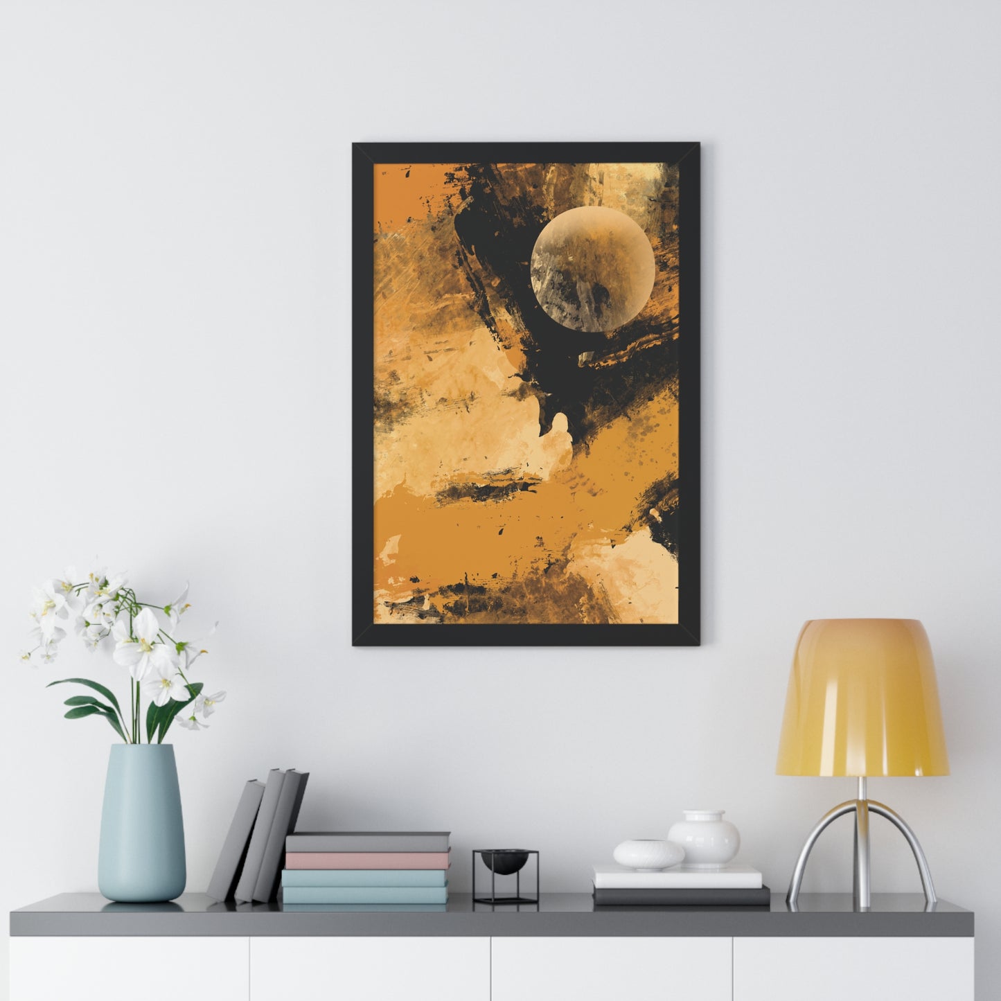 Distant Worlds Abstract Piece - Framed Vertical Poster