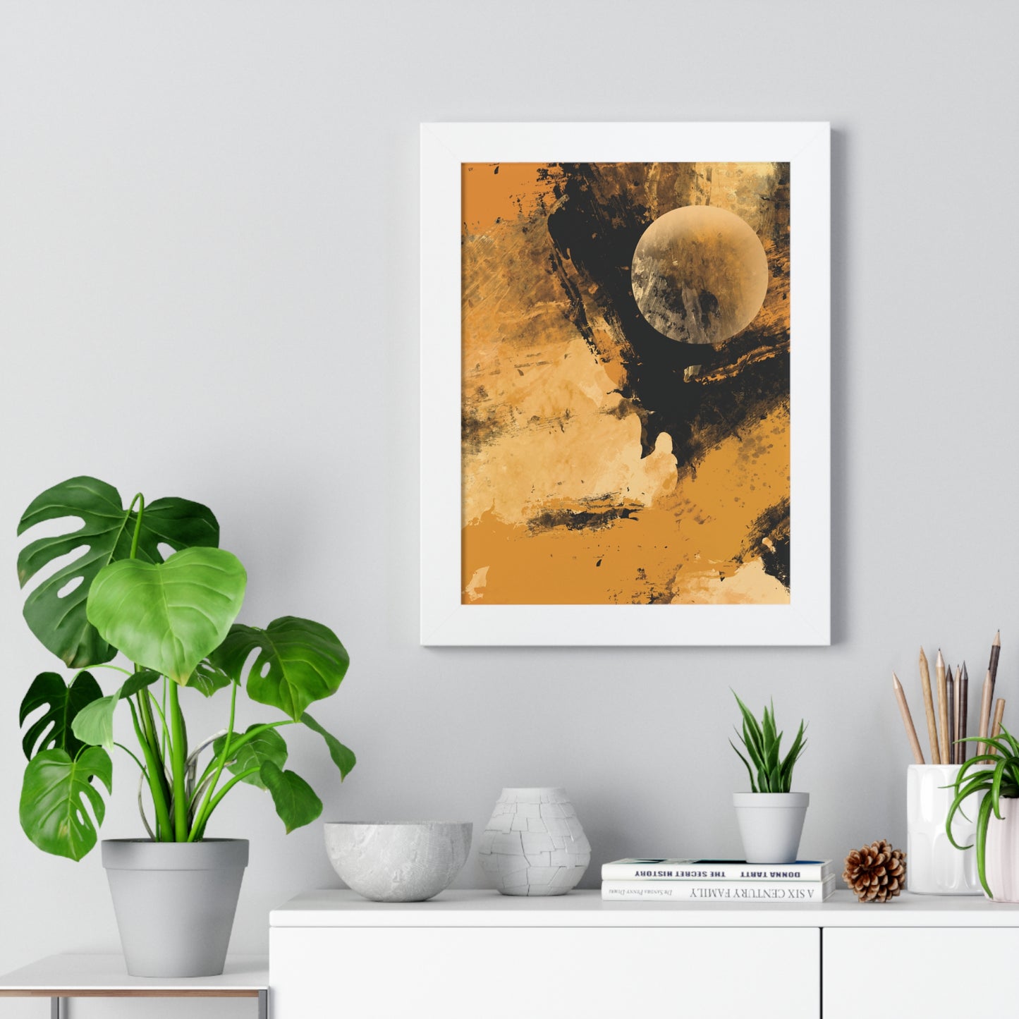 Distant Worlds Abstract Piece - Framed Vertical Poster