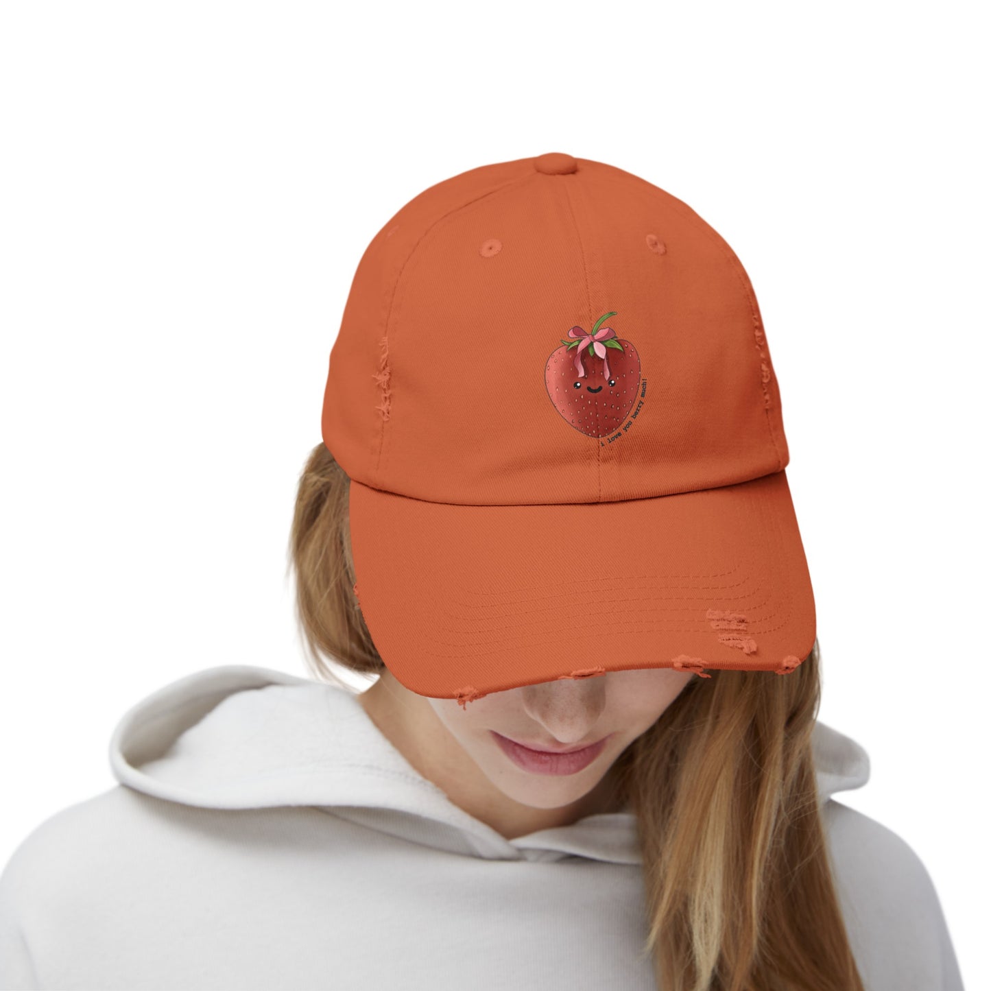 I Love You Berry Much - Strawberry - Distressed Cap