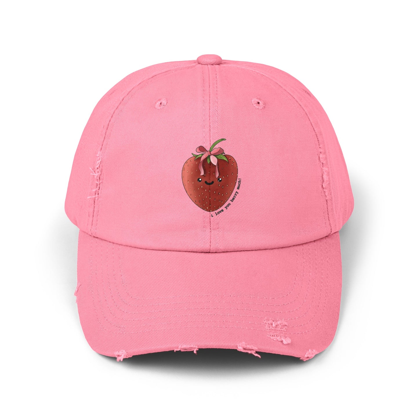 I Love You Berry Much - Strawberry - Distressed Cap