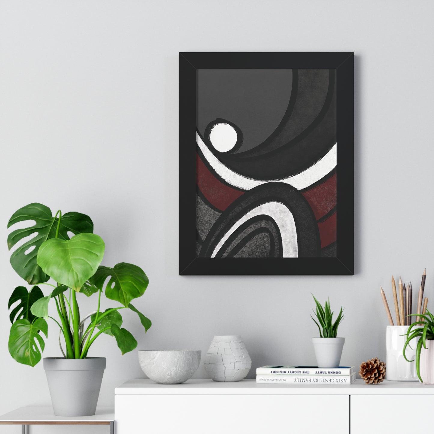 Ebb and Flow Abstract Piece - Framed Vertical Poster